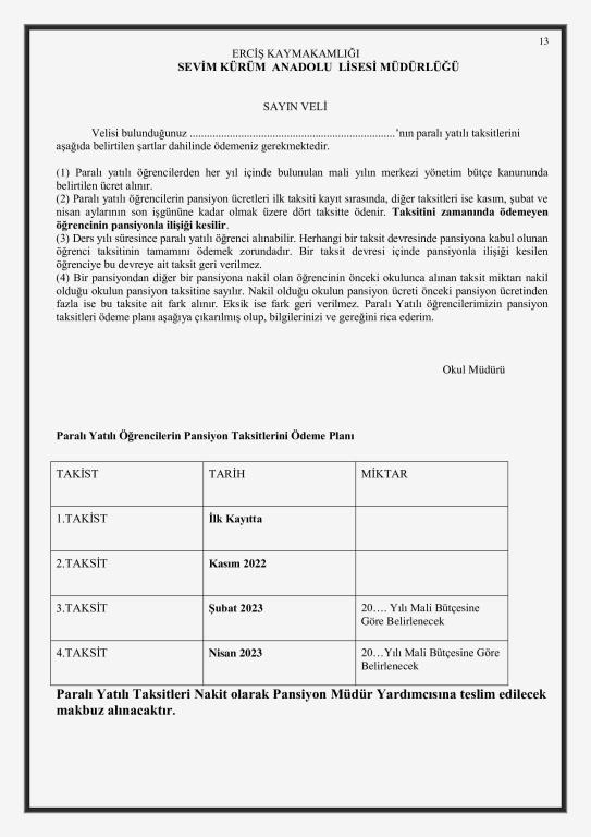 2023-2024 EĞİTİM-ÖĞRETİM YILI PANSİYON İÇİN GEREKLİ EVRAKLAR - Sevim ...